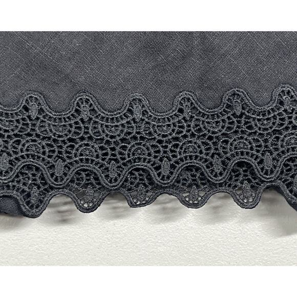 J Crew Gwen Lace Trim Slip Skirt in Linen Womens Small Black Mini Pull On - Picture 3 of 8